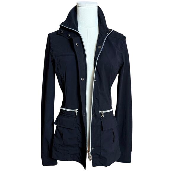 Anatomie Kenya Safari Jacket in Black Size S Two Way Zipper High Neck Slim Fit - Picture 3 of 10